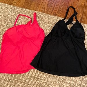 2 tankini tops size large 12 hot pink and black